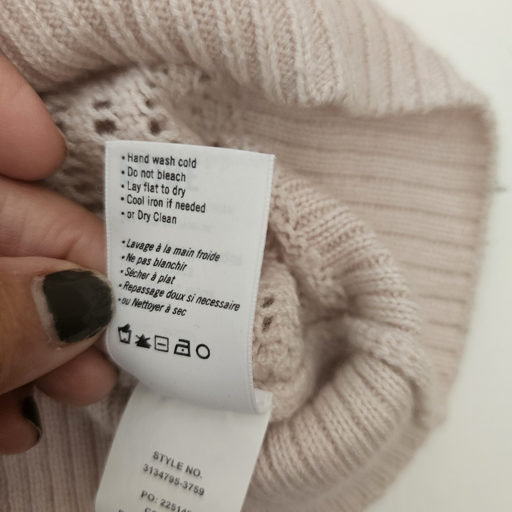 Paige Light Pink Merino Wool Blend Cableknit Sweater Small Lightweight - Picture 8 of 8